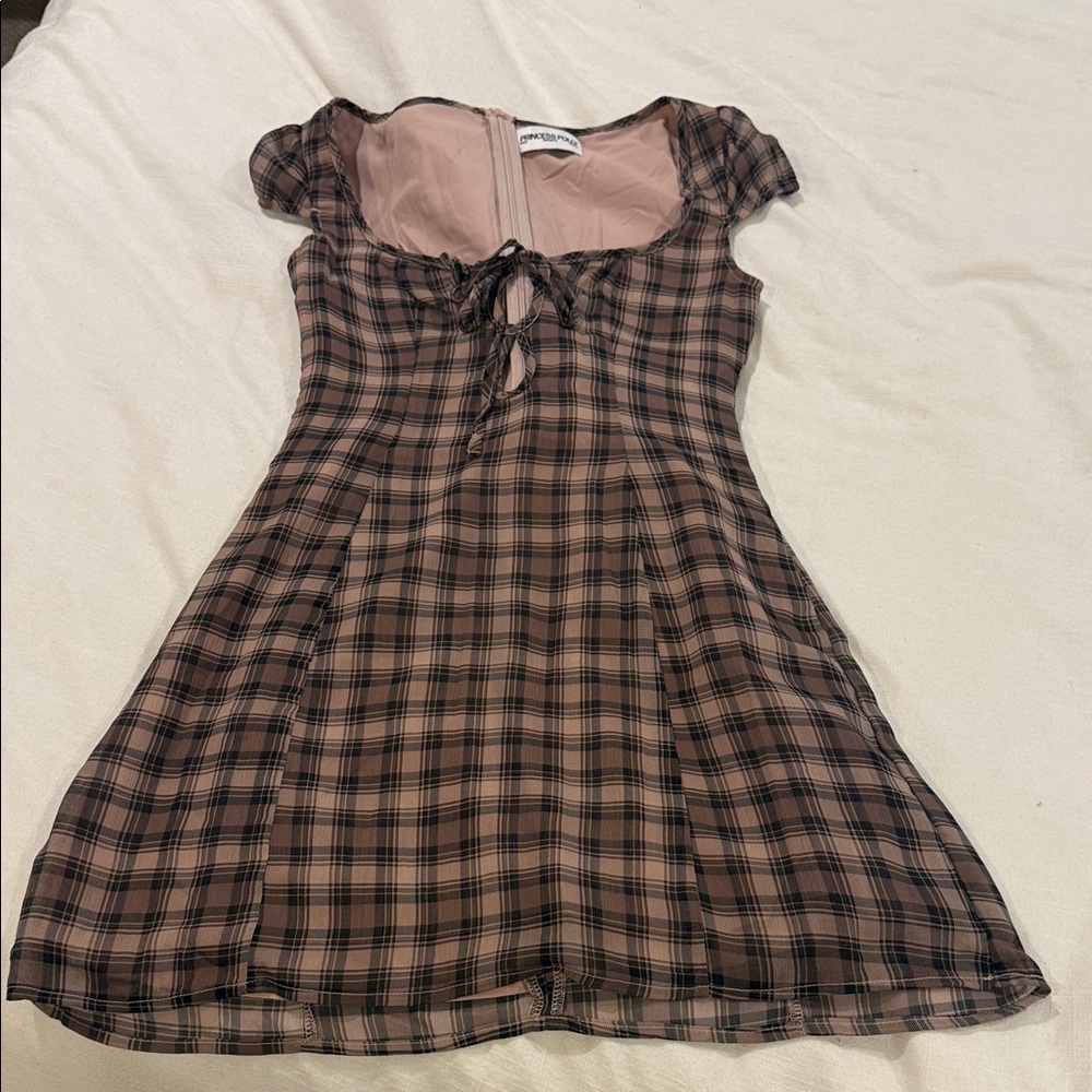NWOT never worn Princess Polly Beige and Plaid Dress